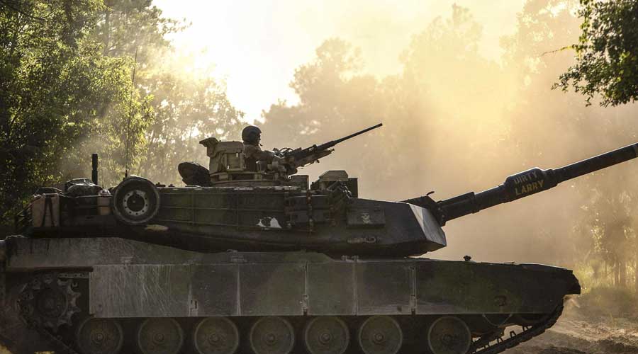 military-tank-during-sunset